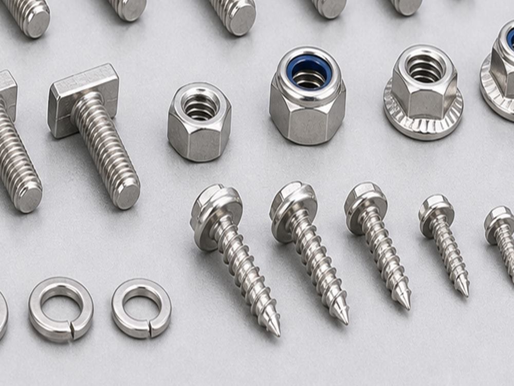 Washers and nuts used with grounding and roof mounting parts