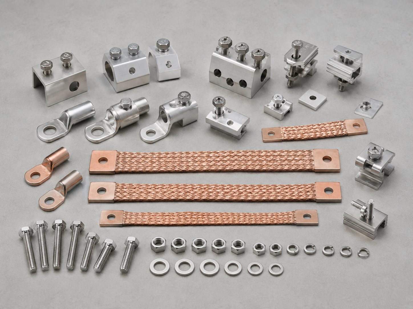 Complete grounding lugs and cable clips