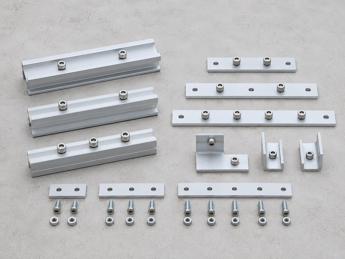 Complete solar rail connectors and splice parts