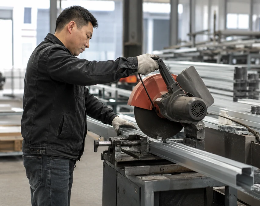 Cutting process for solar mounting rails and channels