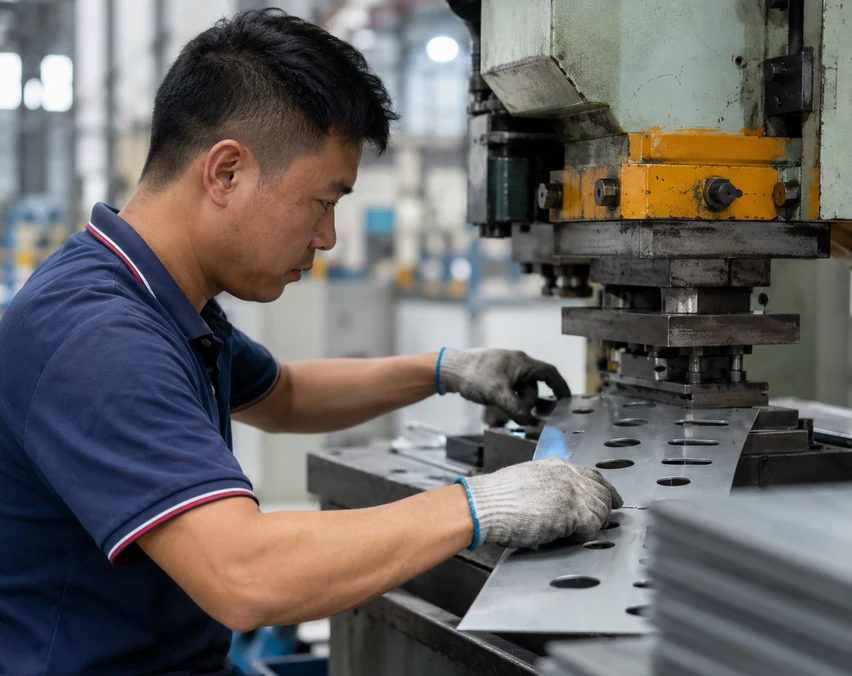 Punching process for solar mounting metal parts